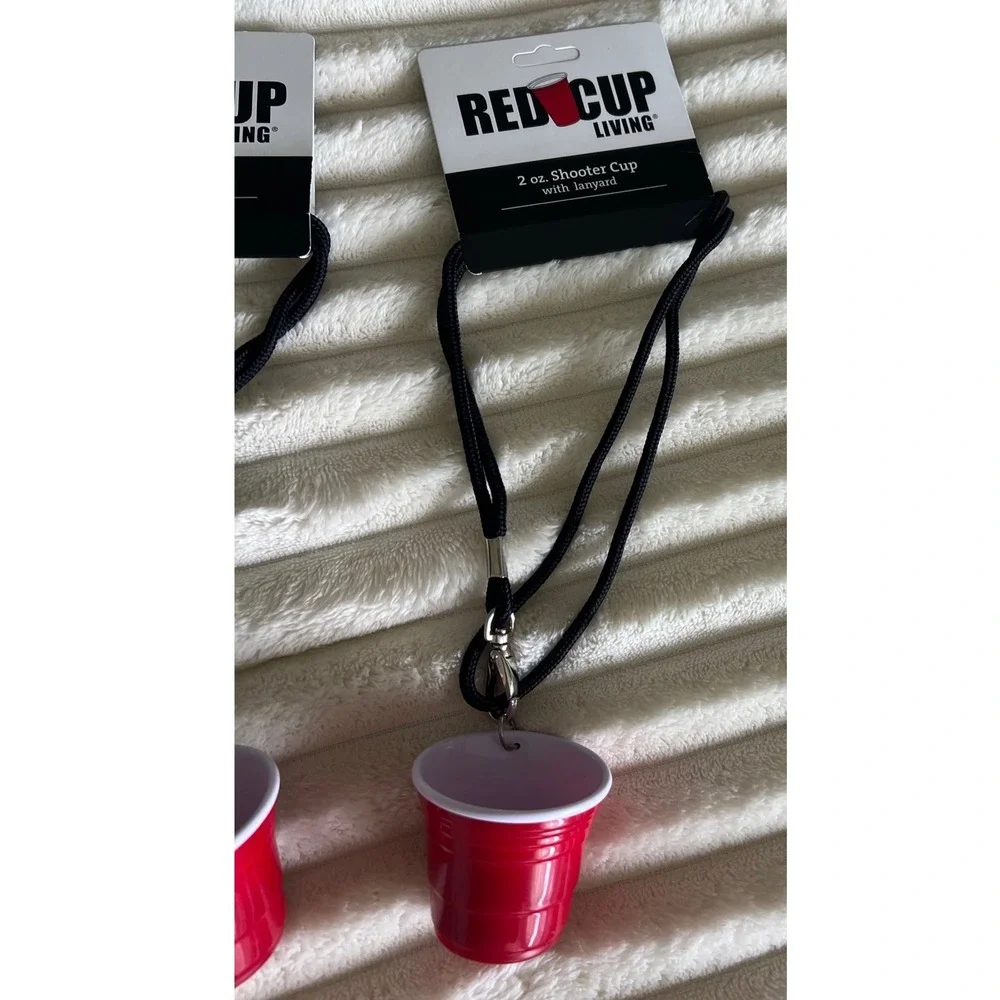 Red Cup Living 2 oz Shooter Cup with Lanyard Set of 5 Reusable Party Shot 4067